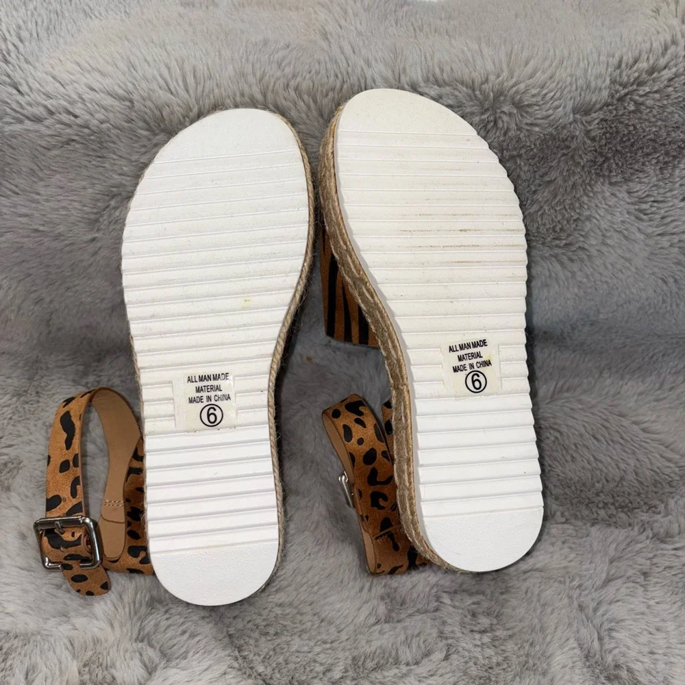 Soda Tan and Black Animal-Print Espadrille Sandals